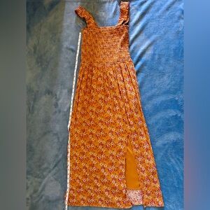 WAYF Floral Orange Maxi Dress